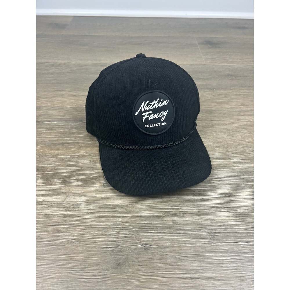Nuthin Fancy Collection Black Corduroy Snapback Hat Rope Trucker Cap Mens OSFM